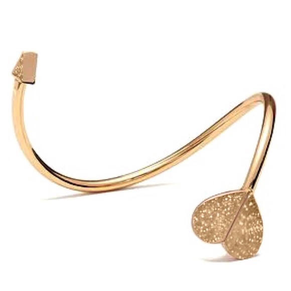 KATE SPADE • Rose Gold Heritage Heart Gold Glitter Cuff Bracelet - Picture 5 of 7